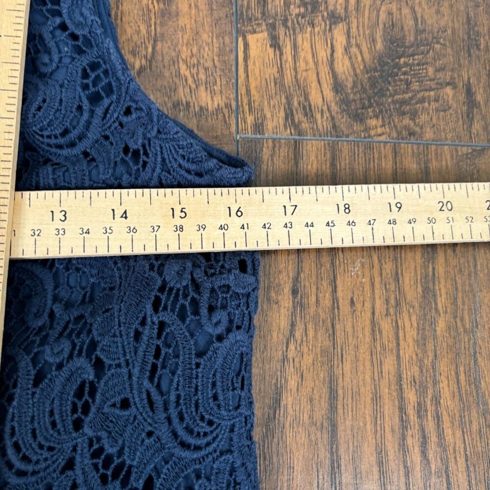 LOFT Shift Dress 6 Navy Blue Crochet Lace Sleeveless Women's - Picture 8 of 11